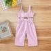 Tejiojio Girls and Toddlers Soft Cotton Clearance Little Girls Fashionable Casual Girls Striped Bow Strap One-piece Trousers