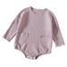 ZHAGHMIN 6-9 Month Pajamas Baby Girls Solid Autumn Long Pocket Ruffle Sleeve Romper Bodysuit Clothes Baby Girl Fashion Romper For Baby Girls Cute Outfits For Baby Girls 5 Month Old Baby Girl Clothes