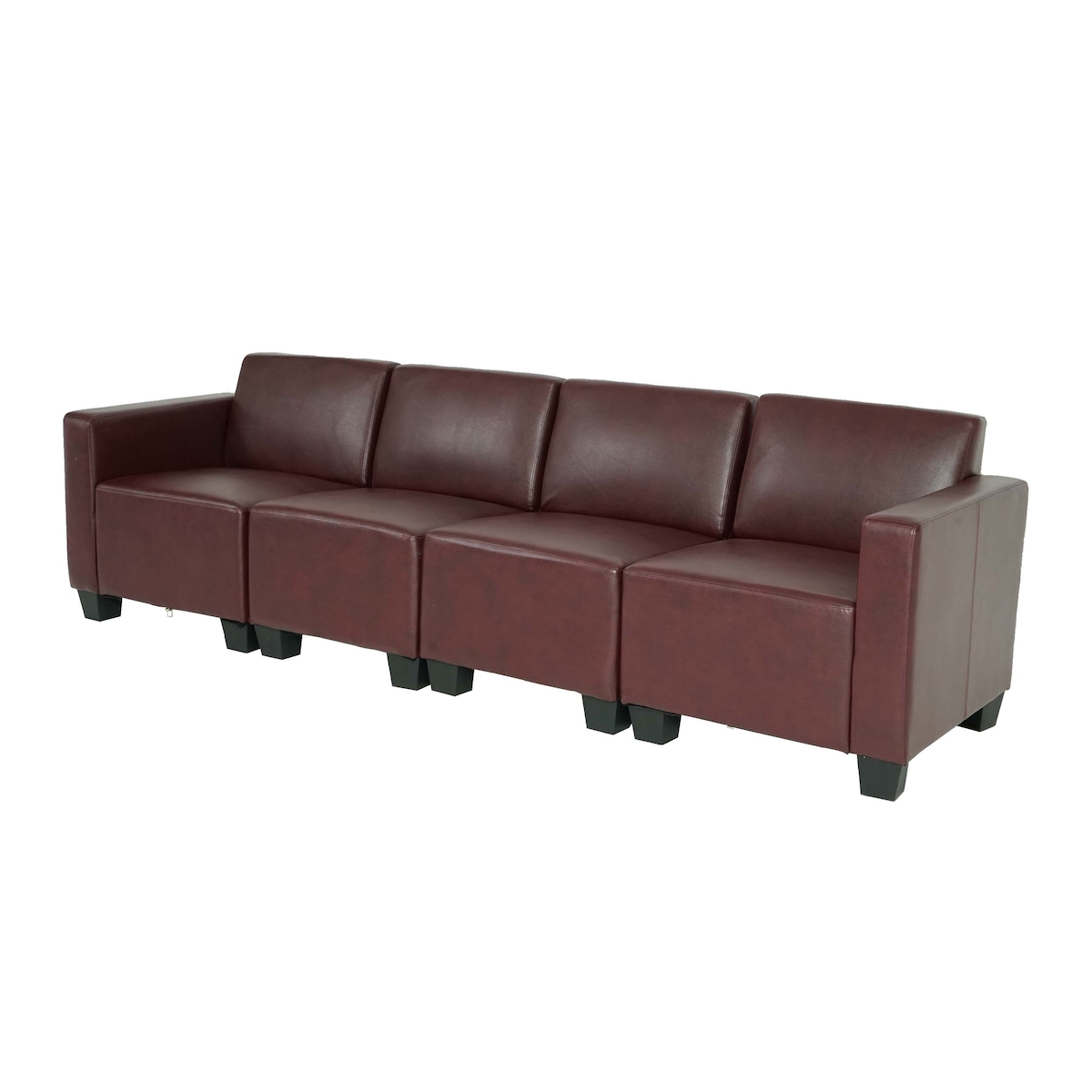 Mendler Modular 4-Sitzer Sofa Couch Lyon, Kunstleder ~ rot-braun Image