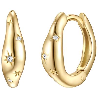 Glanzstücke München Creolen Stern Sterling Silber Zirkonia in Gelbgold 14,0 mm Damen Image