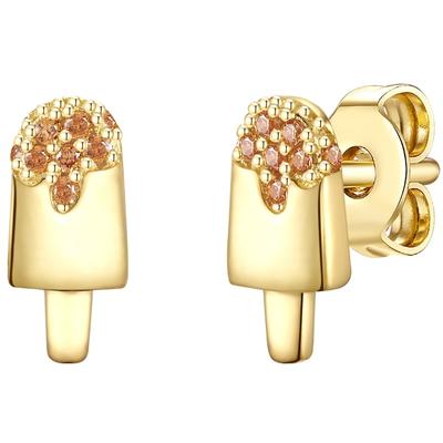 Glanzstücke München Ohrstecker Eis Sterling Silber Zirkonia in Gelbgold 8,9 mm Damen Image