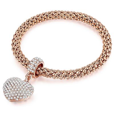 Lulu & Jane Armband Herz Metall-Legierung Glas in Roségold 17,0- 21,0 cm, flexibel einstellbar Damen Image