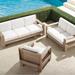 St. Kitts 3-pc. Sofa Set in Weathered Teak - Sofa Set with Two Lounge Chairs, Glacier, Set with Two Lounge Chairs in Glacier - Frontgate