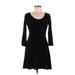 Forever 21 Casual Dress - A-Line Scoop Neck 3/4 sleeves: Black Print Dresses - Women's Size Medium