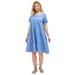 Plus Size Women's Tiered Tee Dress by ellos in Blue Sky (Size 30/32)