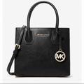 Michael Kors Bags | Michael Kors Mercer Medium Pebbled Leather Crossbody Bag Nwt | Color: Black/Gold | Size: Os