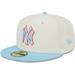 Men's New Era Cream/Light Blue York Yankees Spring Color Two-Tone 59FIFTY Fitted Hat