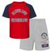 Infant Red/Heather Gray Cleveland Guardians Ground Out Baller Raglan T-Shirt and Shorts Set