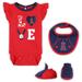 Newborn & Infant Red/Navy Los Angeles Angels Three-Piece Love of Baseball Bib Bodysuit Booties Set