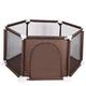 MAZY·URBAN Baby Playpen, Kids Safety Play Center, Yard Home Indoor Outdoor Pen Play Pen Children Activity, Playpen for Baby and Toddlers with Mosquito Net-Coffee Color_Fence/Coffee Color/Fence