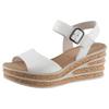 Sandalette GABOR, Damen, Gr. 42, weiß, Kalbsleder, unifarben, klassisch, Schuhe, Sommerschuh, Sandale, Keilabsatz, mit besonderer Absatzgestaltung