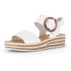Keilsandalette GABOR, Damen, Gr. 38, weiß (sanftes weiß), Glattleder, unifarben, klassisch, Schuhe, Sommerschuh, Riemchensandale, Klettverschluss unter der Zierschnalle