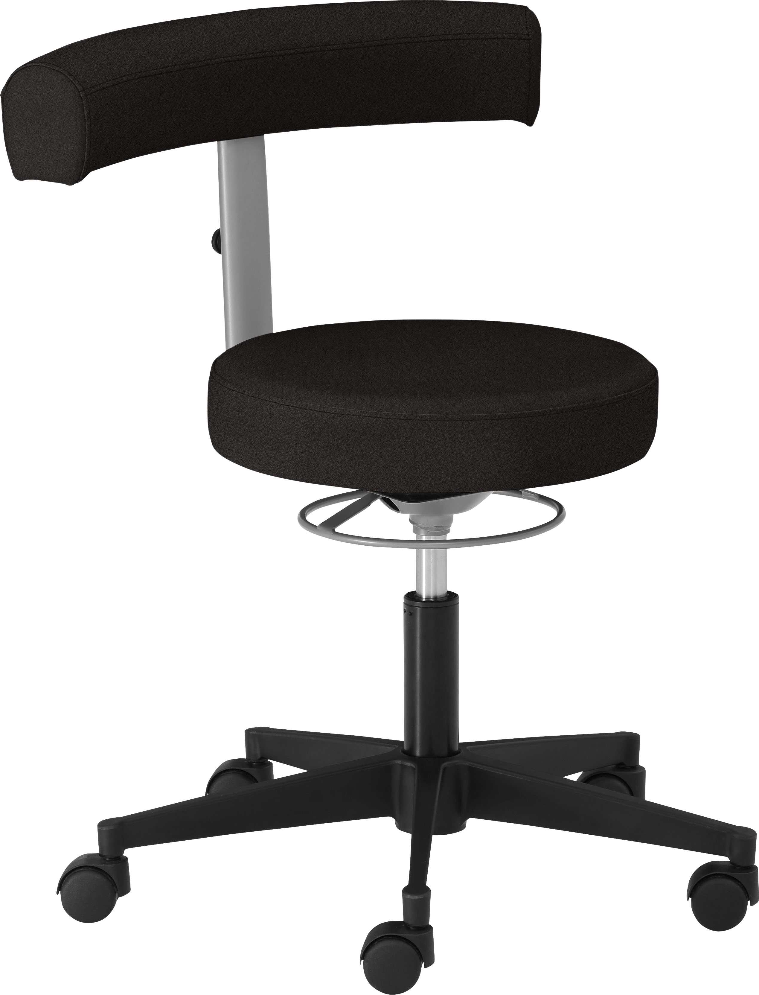 Drehstuhl MAYER SITZMÖBEL "1371", schwarz (schwarz, schwarz), B:62cm H:69cm T:62cm, Stühle, Bürodrehstuhl, belastbar bis 140 kg