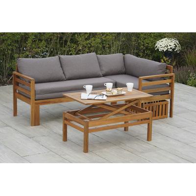 Gartenlounge-Set MERXX "Brasilia", beige (natur, grau), Massivholz, Sitzmöbel-Sets, inkl. Auflagen Image