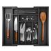 Rebrilliant Luzius 1.92" H x 19.68" W x 16.92" D Flatware & Kitchen Utensils Drawer Organizer in Black | 1.92 H x 19.68 W x 16.92 D in | Wayfair