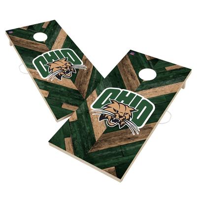 Ohio University Bobcats Cornhole Board Set - Herringbone Design