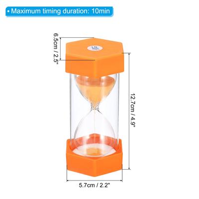 10 Min Sand Timer, Hexagon w Plastic Cover Count Down Sand Clock Glass