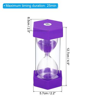 25 Min Sand Timer, Hexagon w Plastic Cover Count Down Sand Clock Glass