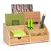 MissionMax Bamboo Organizer with Drawer Compartments and Notebook Slot