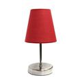 Mod Lighting and Decor 10.5 Nickel Mini Table Lamp with Red Shade