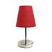 Mod Lighting and Decor 10.5 Nickel Mini Table Lamp with Red Shade