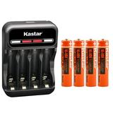 Kastar 4-Pack Battery and CMH4 Smart USB Charger Compatible with Panasonic KX-TG7532B KX-TG7533B KX-TG7534B KX-TG7622B KX-TG7623B KX-TG7624B KX-TG7624SK KX-TG7641M KX-TG7642M KX-TG7643M KX-TG7644M