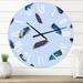 DESIGN ART Designart Boho Ethnic Blue Feathers Bohemian & Eclectic wall clock 23 In. Wide x 23 In. High
