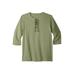 Men's Big & Tall Gauze Lace-Up Shirt by KingSize in Sage Green (Size 3XL)
