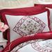 Ava Embroidered Cotton Sham by BrylaneHome in Red (Size KING) Pillow