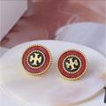 Tory Burch Jewelry | New Tory Burch Circle Stud Earrings | Color: Gold/Red | Size: Os