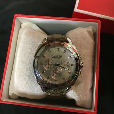 Coach Accessories | Coach Boyfriend Wrist Watch For Women Silver Tone/ W Coach Logo | Color: Gold | Size: Os