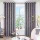 QINUO HOME Grey Curtains 90 x 90 - Ring Top Room Darkening Faux Linen Curtains for Bedroom, Luxury Thermal Sound Proof Blackout Curtains for Window Treatment, 90 x 90 Inch, 2 Panels, Grey