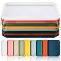 18 Pcs Plastic Fast Food Trays Bulk Colorful Restaurant Serving Trays Cafeteria Trays Grill Tray School Lunch Trays Rectangular Serving Platter for Kitchen Hotel Restaurant, 9 Colors (9 x 12 Inch)