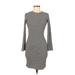H&M Casual Dress - Bodycon Crew Neck 3/4 Sleeve: Black Print Dresses - Women's Size Small