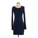 H&M Casual Dress - Bodycon Scoop Neck Long sleeves: Blue Print Dresses - Women's Size Small