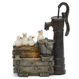 August Grove® Anikah Wood Farmhouse Crate & Baby Ducks Fountain w/ Light | 24 H x 18.9 W x 9.84 D in | Wayfair 42530F4F650F46B8B2772E70CD7E9958