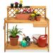 Arlmont & Co. Mylaya Fir Potting Bench Wood in Brown | 45 H x 44 W x 20 D in | Wayfair DFE9DEC13B654D34BB45A53060B936F1