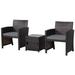 Winston Porter Jhanelle 3 Piece Seating Group w/ Cushions Synthetic Wicker/All - Weather Wicker/Wicker/Rattan in Gray | Outdoor Furniture | Wayfair