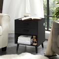 George Oliver Gunns 4 - Drawer Nightstand Set in Black Wood/Glass in Black/Brown | 22.83 H x 16.7 W x 14.96 D in | Wayfair