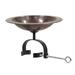 Achla Designs 15"L Round Antique Copper Brass Classic II Birdbath w/ Wrought Iron Over Rail Bracket