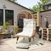 Outdoor Cushioned Wicker Basket Chair - 23.2 in D x 27.5 in W x 56.7 in H