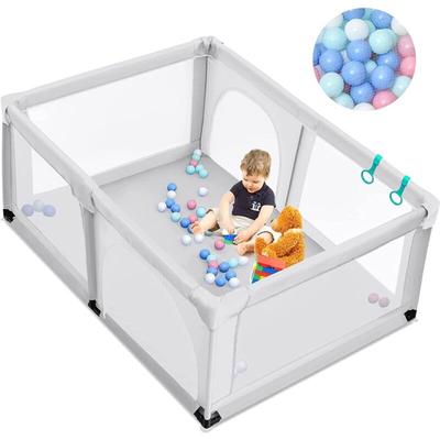 Costway - 120 x 190cm Baby Laufstall mit 50 Spielbällen, Laufgitter mit atmungsaktivem Netz und