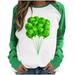 SOOMLON Men s St. Patrick s Day Gnomes T-Shirt Irish Leprechaun Tops Pullover Funny Shamrock Gnomes Graphic Tee Spring Patchwork St. Patrick s Day Print Long Sleeve Round Neck Casual Tee Tops XL