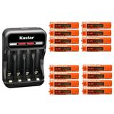Kastar 16-Pack Battery and CMH4 Smart USB Charger Compatible with Panasonic KX-TG6583T KX-TG6591T KX-TG6592T KX-TG6632 KX-TG6632B KX-TG6633 KX-TG6633B KX-TG6641 KX-TG6641B KX-TG6642B KX-TG6643