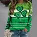 SOOMLON St. Patricks Day Shirts For Women Yoga Shirt Sports Retro Long Sleeve Crew Neck Bohemian Tops Workout Tops for Women Green XL