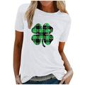 SOOMLON Women s St. Patrick s Day Gnomes T-Shirt Irish Leprechaun Tops Pullover Funny Shamrock Gnomes Graphic Tee womens tops Short Sleeve Crewneck Raglan Tops Clothes White S