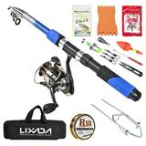 Lixada Lixada Fishing Tackle Set with 2.1m Telescopic Fiberglass Fishing Sea Rod Fishing Reel Fishing Baits Hooks Fishing Bag Kit Seawater Freshwater Professional Travel Fishing Pole Rod Set