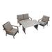 Patio Festival Thermal Transfer Metal 4-Piece Outdoor Dining Set in Gray & Beige