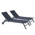 2-Piece Set Outdoor Patio Chaise Lounge Chair Five-Position Adjustable Metal Recliner All Weather For Patio Beach Yard Pool