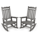 Outdoor Patio Rocking Chair Set of 2 Gray Garden Porch Rocker Weather Resistant Finish